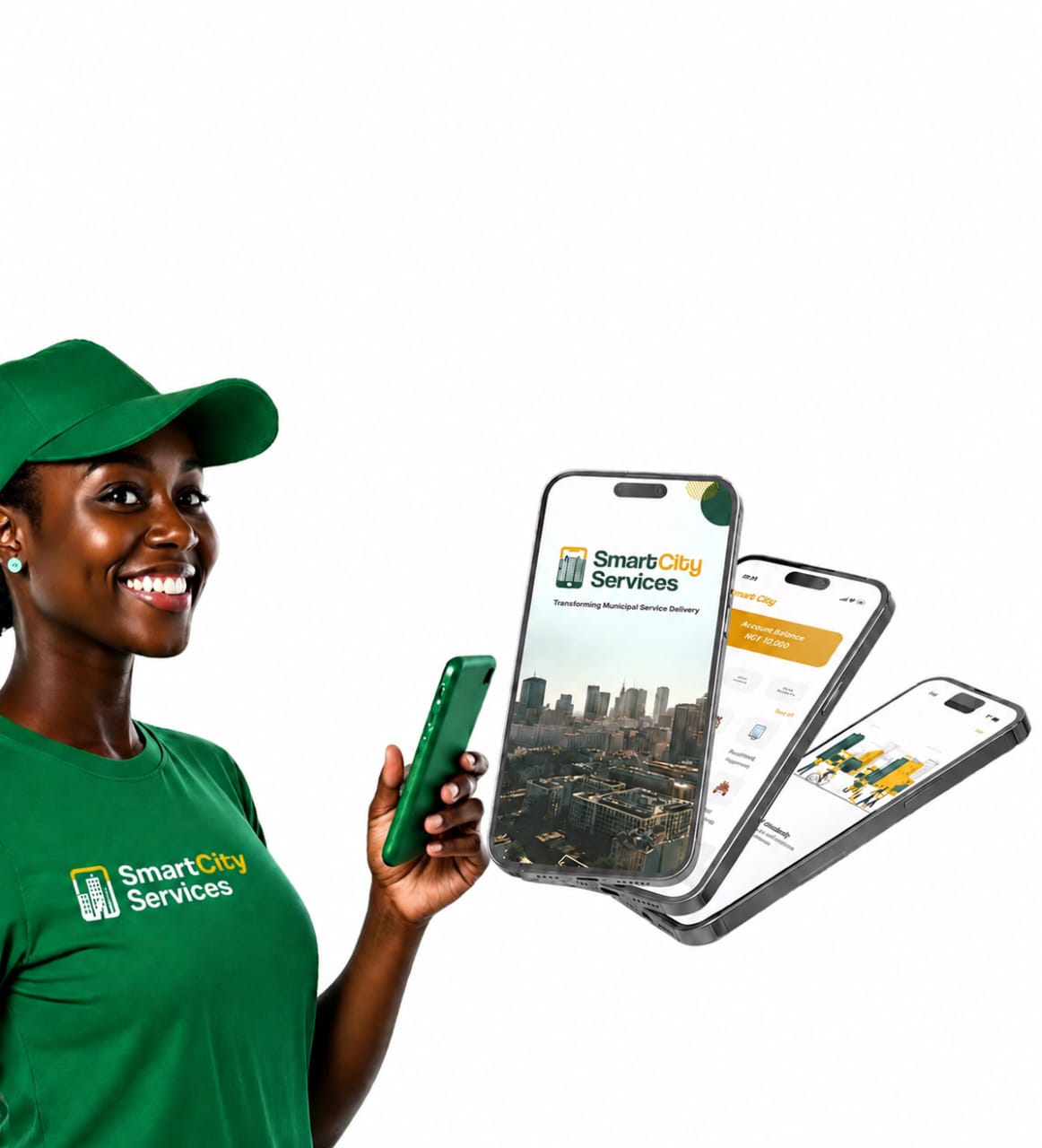 Smart City Services representative showcasing the mobile app